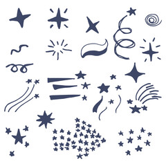 Vector hand drawn set of stars and stripes