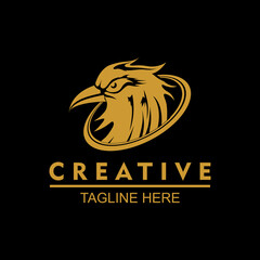 Vector design elements for your company logo, eagle head logo and golden circle, modern, simple and minimalist logotype, business company template