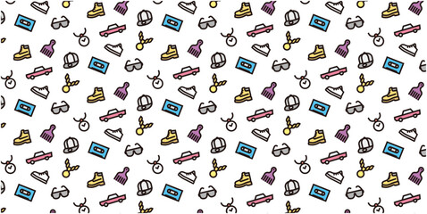Hip hop simple icon pattern background for website or wrapping paper(Color Version)