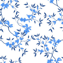 Fototapeta premium seamless pattern of flowers, branches and leaves