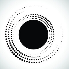 Fototapeta na wymiar Halftone dots in circle form. Sun icon. round logo . vector dotted frame . Half tones design element