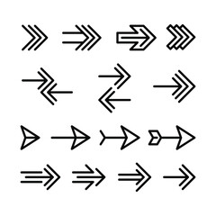 Arrows set icons. Arrow icon. Arrow vector collection. Arrow. Cursor. Archer. Digital Audio Video Play Sign. Modern simple arrows. Arrow Street Sign. Vector illustration