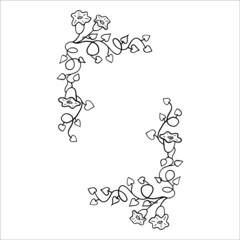 Obraz premium frame. border with flowers. plants. bindweed. outline, outline. black and white. vector eps 10
