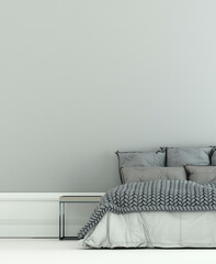 The bedroom and mock up furniture decoration and white empty wall background
