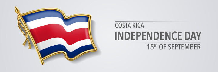 Costa Rica happy independence day greeting card, banner with template text vector illustration