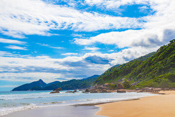 Praia Lopes Mendes beach on tropical island Ilha Grande Brazil.