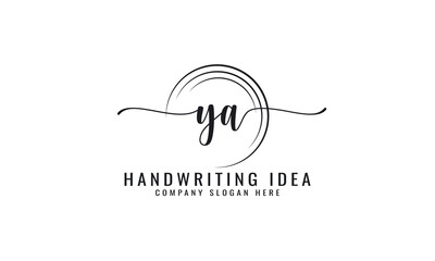 Y A Initial handwriting logo vector template

