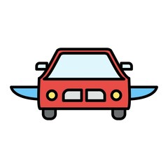 Vector Flying Car Filled Outline Icon Design