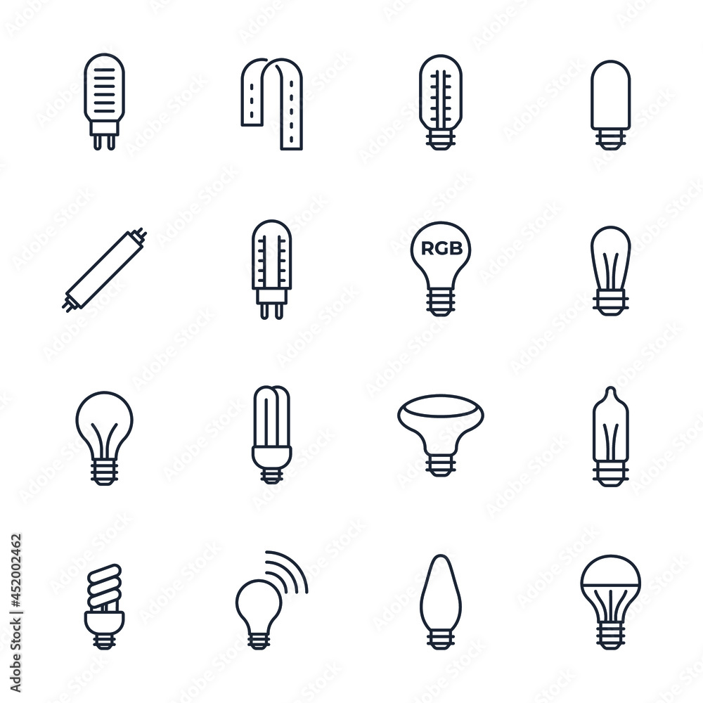 Poster set of light bulb elements symbol template for graphic and web design collection logo vector illustr