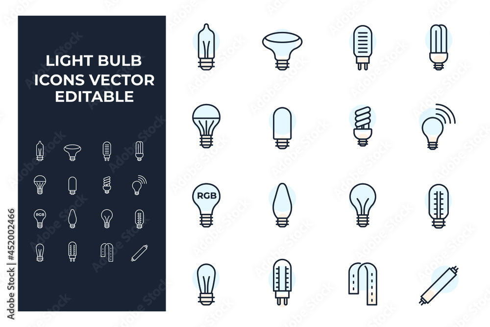 Poster set of light bulb elements symbol template for graphic and web design collection logo vector illustr