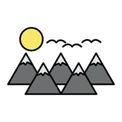 Vector Mountains Filled Outline Icon Design