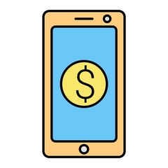 Vector Mobile Payment Filled Outline Icon Design
