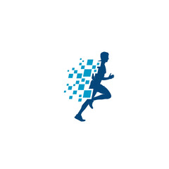 running transformation vector logo template