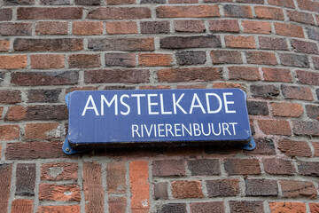 Street Sign Amstelkade At Amsterdam The Netherlands 18-8-2021