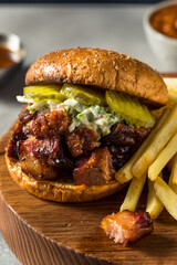 Homemade Smoked Burnt Ends BBQ Sandwich