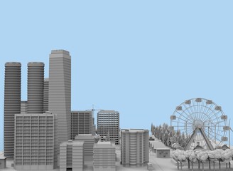 Fototapeta premium black and white city 3d-rendering