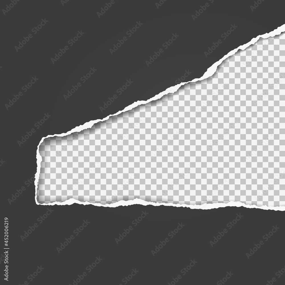 Poster black hole composition in paper with torn edges and soft shadow is on squared background. vector ill