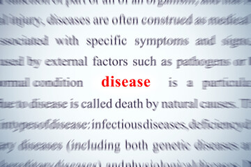 Fototapeta premium disease zooming on word, emphasised concept