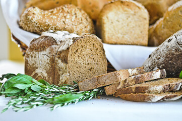 collection of bread on display in bakery