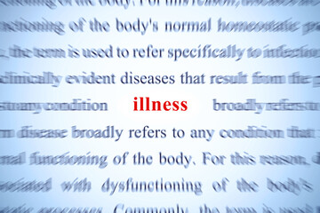 illness closeup of the word