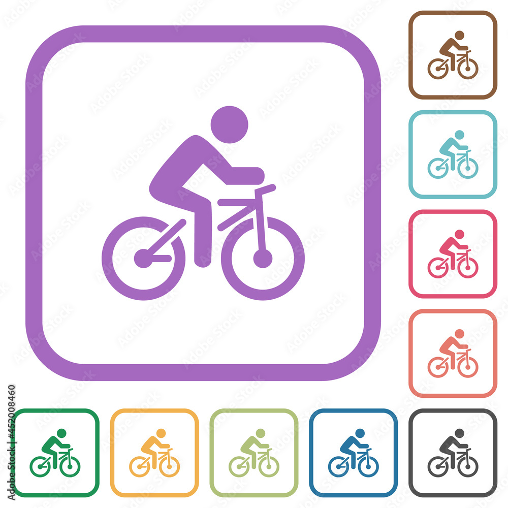 Sticker bicycle with rider simple icons