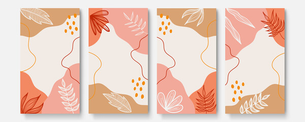 Abstract art background vector. Luxury minimal style wallpaper with golden line art flower and botanical leaves, Organic shapes, Watercolor. Vector background for banner, poster, Web and packaging.