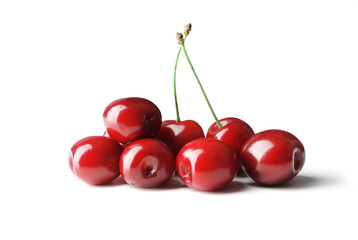 Fresh sweet ripe sweet cherry isolated on white background.
