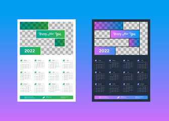 Wall Calendar 2022, 1 Page Wall Calendar 2022 Template Design, Gradient Color Wall Calendar