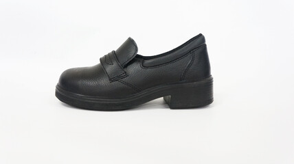 Classic black shoes for women, usually worn in classic filmmaking. This footwear is made of leather and the high sole is typical of women's shoes