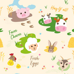 Farm Animals friendly faces in color