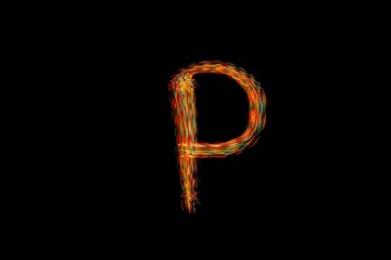 Letter P. Light painting alphabet.