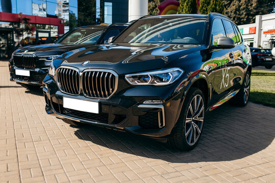 VINNITSA, UKRAINE - August 14, 2021:  new 2020 model of a BMW X7 and X5 