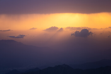 Top of Mountains - Sunset Stunning View of clouds - Natural background 