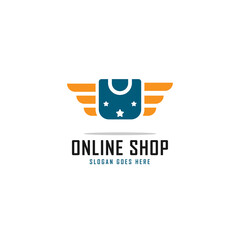 minimalist shopping bag and wing logo design,great for use business service,shopping logo,online shop service,vector template