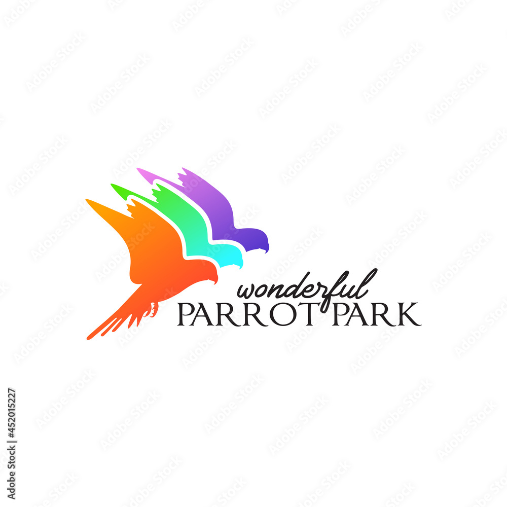 Sticker Three colorful flying parrots logo design