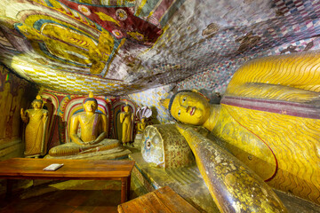 Historical Dambulla cave temple, in Dambulla, Sri Lanka - obrazy, fototapety, plakaty