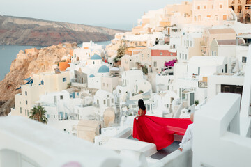 white-blue Santorini - view of caldera with domes