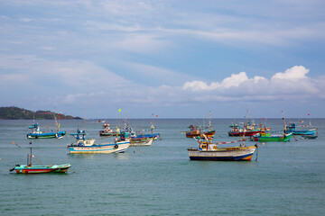 Fototapeta premium Colorful fishing boats in Matara, Sri Lanka