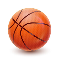 Fototapeta premium Basketball Ball vector EPS10 illustration. Realistic sport equipment with pimples and shadow isolated on white background