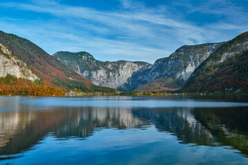 Naklejka na ściany i meble Hallstatter See lake mountain lake in Austria
