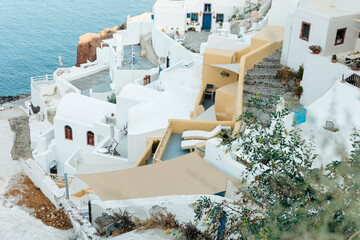White architecture of Oia village on Santorini island, Greece