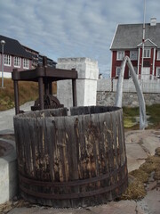 Fototapeta na wymiar Part of the outdoor facilities of the Knud Rasmussen Museum in Ilulissat, Greenland