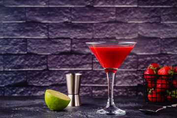Cold summer strawberry cocktail