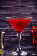 Cold summer strawberry cocktail
