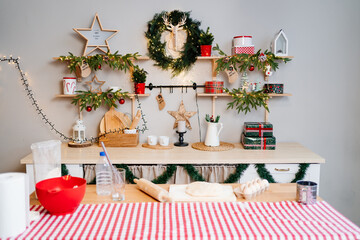 Christmas decor for the kitchen. furniture and home renovation.