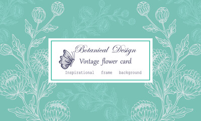 Vintage card hand drawn leaves flower pattern floral wreath Floral frame for flowershop with label design Summer rose flowers card boho batik Floral background for cosmetic packaging vector 