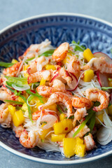 Asian spicy crayfish salad with rice noodles