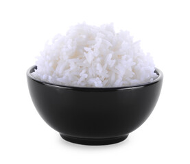 rice in bowl isolated on white background.