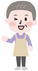 二頭身_家事をするシニア男性