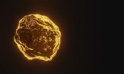 3D Low polygon gold nugget on black background.